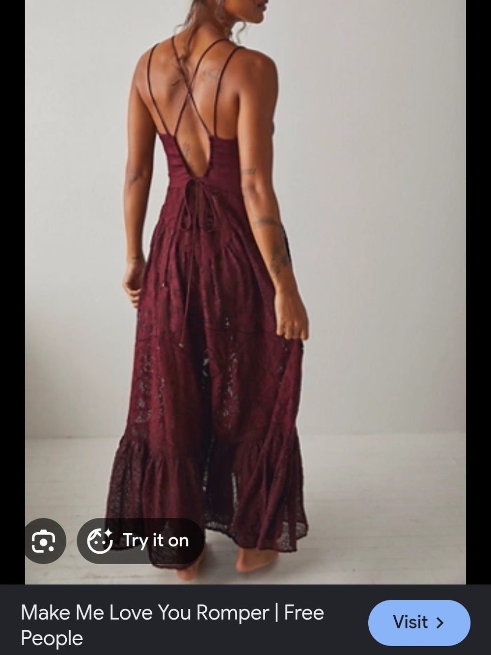 NEW Free People Burgundy Lace Make Me Love You Romper Pantsuit